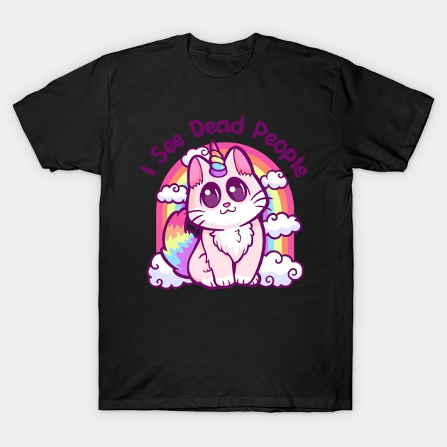 Killer Kitty with a Colorful Twist: Cute Dark Humor Cat Rainbow Death T-Shirt by Holymayo Tee